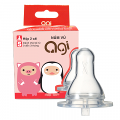 Núm vú cổ nhỏ Agi hộp 2 cái size S (từ 0-3 tháng tuổi) chính hãng