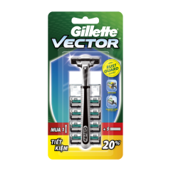 Dao cạo râu Gillette Vector Plus hộp 1 cán + 5 lưỡi chính hãng