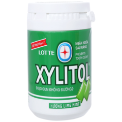 Kẹo gum không đường Lotte Xylitol Lime Mint hũ 55.1g chính hãng