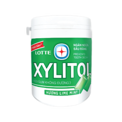 Kẹo gum không đường Lotte Xylitol Lime Mint hũ 130.5g chính hãng