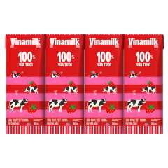 Lốc 4 sữa Vinamilk 100% hương dâu 180ml chính hãng | Siêu Thị GO!– Thực phẩm giá tốt