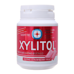 Kẹo gum không đường Lotte Xylitol hương strawberry mint 55.1g chính hãng