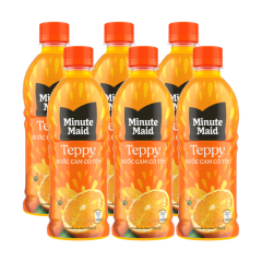 Lô 6 Nước cam có tép Teppy 327ml chính hãng