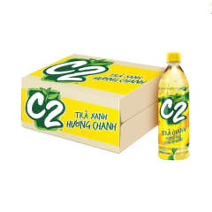 Thùng 24 trà xanh C2 hương chanh chai 455ml chính hãng