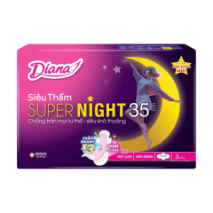 Băng vệ sinh Diana ban đêm siêu bảo vệ 35cm gói 3 miếng chính hãng