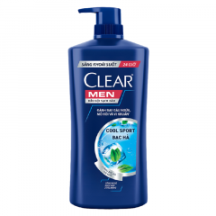 Dầu gội Clear Men Cool Sport bạc hà mát lạnh sạch gàu 900g chính hãng