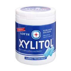 Kẹo gum không đường Lotte Xylitol hương freshmint hũ 130.5g chính hãng