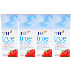 Lô 4 hộp sữa chua uống TH true Yogurt dâu 180ml chính hãng | Siêu Thị GO!– Thực phẩm giá tốt