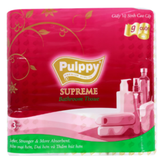 Giấy vệ sinh Pulppy cao cấp 3 lớp 9 cuộn chính hãng