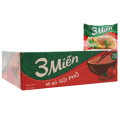 Thùng 30 mì bò sợi phở 3 Miền Reeva 65g chính hãng