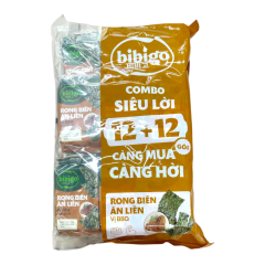 Lốc 24 rong biển ăn liền Bibigo vị BBQ gói 4g chính hãng
