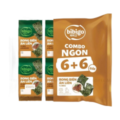 Lô 12 rong biển giòn Bibigo vị BBQ gói 4g chính hãng