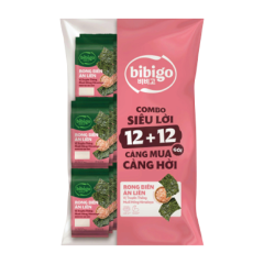 Lốc 24 rong biển ăn liền Bibigo vị muối hồng gói 4g chính hãng