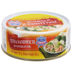 Cá ngừ xắt lát ngâm dầu đậu nành Sea Crown 140g chính hãng