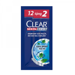 Lô 12 dầu gội Clear Men Cool Sport hương bạc hà gói 5g chính hãng
