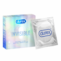 Hộp 3 bao cao su Durex Invisible Extra Thin Extra Sensitive chính hãng