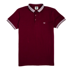 Áo thun nam cổ trụ - màu đỏ đô - size L chính hãng