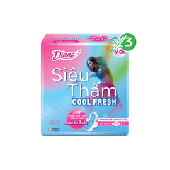 Lô 3 Băng vệ sinh Diana siêu thấm Cool Fresh siêu mỏng cánh 8 miếng chính hãng