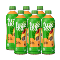 Lô 6 trà đào hạt chia Fuzetea 450ml chính hãng