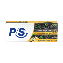 Lô 2 kem đánh răng P/S trắng răng than hoạt tính 180g chính hãng