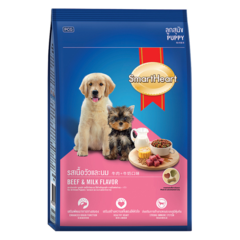 Thức ăn chó con SmartHeart vị thịt bò & sữa 1.3kg chính hãng