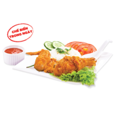 Combo đùi + cánh gà chiên giòn + cơm trắng chính hãng