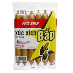 Lốc 6 xúc xích tiệt trùng CP Five Star bắp 25g chính hãng
