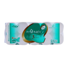 Giấy vệ sinh Hà Nội 3 lớp 10 cuộn xanh chính hãng