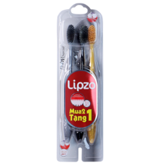 Bộ 2 + 1 bàn chải đánh răng Lipzo Ruby Charcoal chính hãng