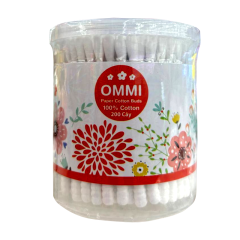 Tăm bông Ommi thân giấy hộp 200 cây chính hãng