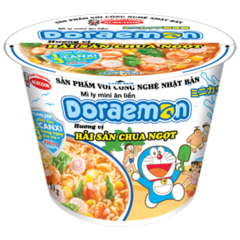Mì ly mini Doreamon hải sản chua ngọt 53g chính hãng