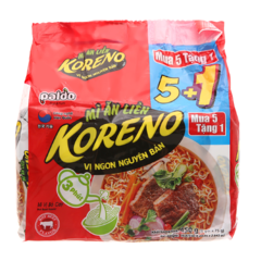 Lô 5 mì Koreno vị bò cay 75g chính hãng