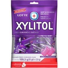 Kẹo gum không đường Lotte Xylitol Blueberry Mint gói 159.5g chính hãng