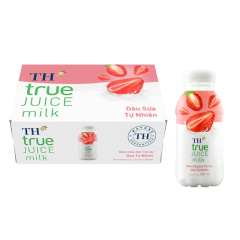 Thùng 24 chai sữa trái cây TH True Juice Milk dâu 300ml chính hãng