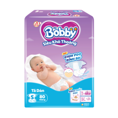 Tã dán Bobby Êm mềm khô thoáng size S 80 miếng chính hãng