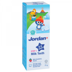 Kem đánh răng trẻ em Jordan 0-5 tuổi vị dâu 75g chính hãng
