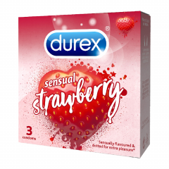 Hộp 3 bao cao su Durex Sensual Strawberry chính hãng