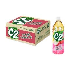 Thùng 24 hồng trà C2 hương vải chai 455ml chính hãng
