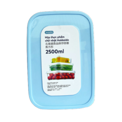 Hộp thực phẩm chữ nhật Inochi Hokkaido 2500ml màu xanh chính hãng