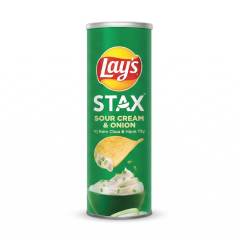 Snack khoai tây Lay's Stax vị kem chua & hành tây 145g chính hãng