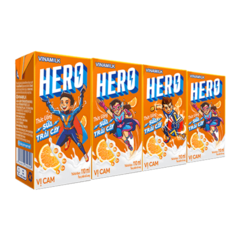 Lốc 4 sữa trái cây Vinamilk Hero cam 110ml chính hãng | Siêu Thị GO!– Thực phẩm giá tốt