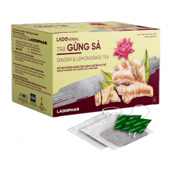 Trà gừng sả Lado herbal hộp 20 gói x 2g chính hãng