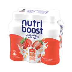 Lốc 6 chai nước trái cây Nutriboost dâu sữa yến mạch 297ml chính hãng