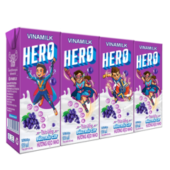 Lốc 4 Sữa Trái Cây Vinamilk Hero Nho 180ml chính hãng | Siêu Thị GO!– Thực phẩm giá tốt
