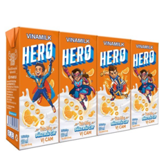 Lốc 4 Sữa Trái Cây Vinamilk Hero Cam 180ml chính hãng | Siêu Thị GO!– Thực phẩm giá tốt