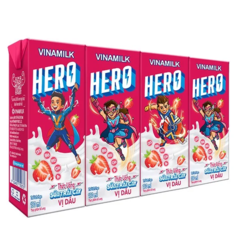 Lốc 4 Sữa Trái Cây Vinamilk Hero Dâu 180ml chính hãng | Siêu Thị GO!– Thực phẩm giá tốt