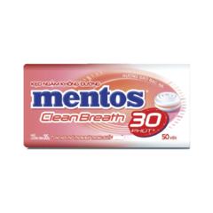 Keo ngậm không đường Mentos Clean Breath đào bạc hà 35g chính hãng