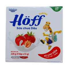 Vĩ 4 hộp sữa chua trẻ em Hoff vị dâu 55g chính hãng | Siêu Thị GO!– Thực phẩm giá tốt
