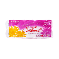 Lô 10 cuộn giấy vệ sinh cao cấp Silkwell 3 lớp tím chính hãng