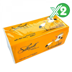 Lô 2 khăn giấy rút Silkwell 3 lớp 200 tờ chính hãng